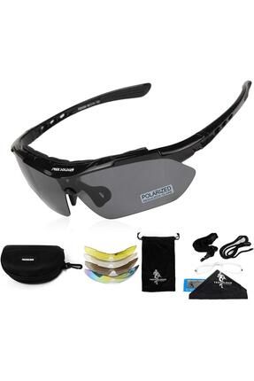 Xbyc G4668 Bisiklet Gözlük 5 Lensli Spor Bisiklet Sürüş Gözlüğü Siyah Çerçeveli