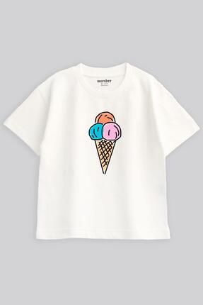 1- 5 Yaş Çocuk Baskılı Tişört Dondurma Baskılı Tshirt