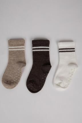 Erkek Bebek Dikişsiz 3'lü Pamuklu Uzun Çorap C4271a5ns