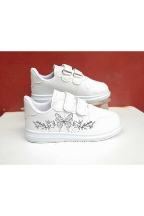 Kelebek Baskılı Kız Çocuk Spor Ayakkabı Sneaker Okul Ayakkabısı ( Hafi?f Dar Kalip )