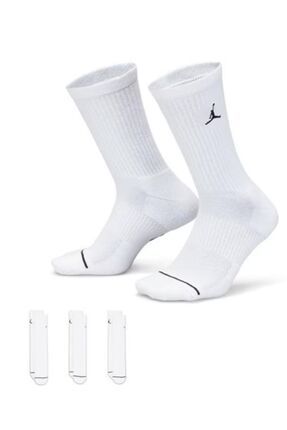 3'lü Jumpman Beyaz Havlu Taban Penye Dikişsiz Unisex Spor Antrenman Kaymaz Çorap Crew Socks