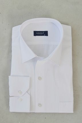 Erkek Beyaz Klasik Yaka Kolay Ütülenebilir Pamuk Karışımlı Fit Özel Kutulu Gömlek G90