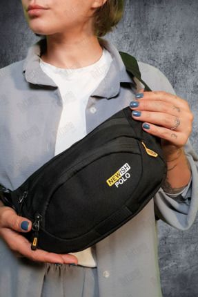 Newish Polo Unisex Siyah-Sarı Impertex Kumaş Su Geçirmez Bel Ve Omuz Çantası Kışlık BodyBag Freebag