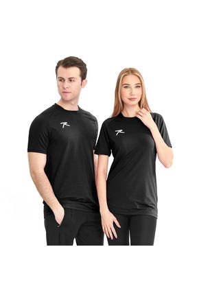 Unisex Kısa Kollu Dokulu Teknik Kumaşlı T-shirt Valde Siyah