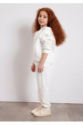 Kapüşonlu Femuarlı Beyaz Basic Sweatshirt 7s10002-70057