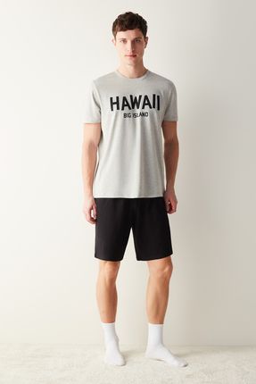 Erkek Hawaii Çok Renkli Şort Pijama Takımı