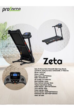 Zeta Otomatik Eğim Koşu Bandı, Led Ekran, Kolay Kurulum, Katlanabilir, 0-14km/sa