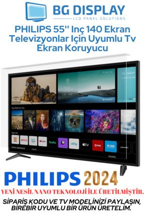 PHILIPS 55'' Inç 140 Ekran Televizyonlar Için Uyumlu Tv Ekran Koruyucu