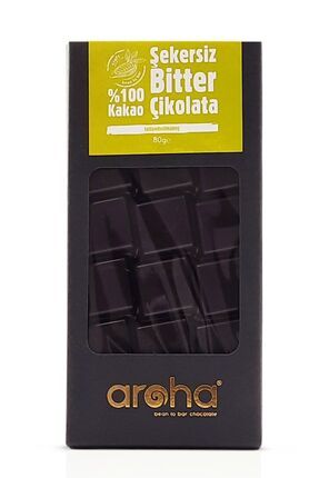 2 Adet Şekersiz, Glutensiz, Vegan Bitter Diyet Çikolata - %100 Kakao. 80 Gr. X 2 Adet