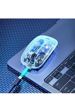 İNPHİC X5 Kablosuz Fare, Şarj Edilebilir Sessiz Kullanım 2.4G Transparan USB Mouse Uyumlu