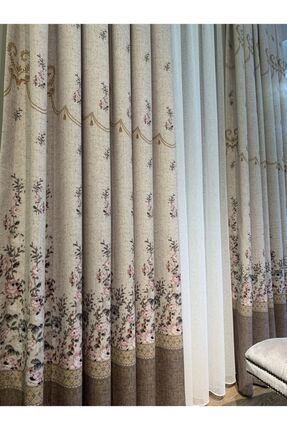Brillant Country Collection 1 3 S k Pile Natural Keten Cicek Desenli Fon Perde Fiyat Yorumlar Trendyol