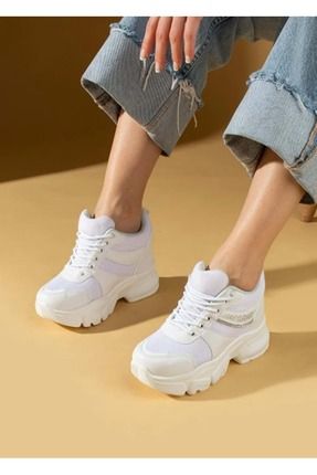 Filet 209 Gizli Topuklu Taban Sneaker Kadın Spor Ayakkabı BEYAZ