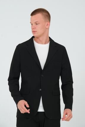 Erkek Slim Fit Cepli Düğmeli Bürümcük Kumaş Klasik Ceket