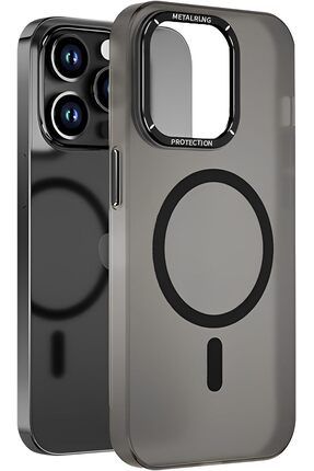 iPhone 15 Pro Max Uyumlu Kılıf Metal Kamera Çıkıntılı Mat Magsafe Sararmaya Dayanıklı Koruyucu Kapak
