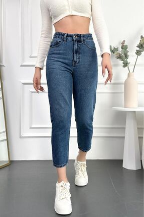HLT JEANS Ac k Mavi Kad n Boyfriend Jean Yuksek Bel Likras z 100 Pamuk Kot Pantolon Mabel Fiyat Yorumlar Trendyol