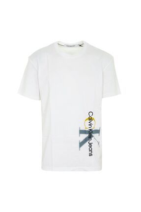 Erkek Marka Logolu Pamuklu Günlük Kullanım Beyaz T-Shirt J30J324783-YAF