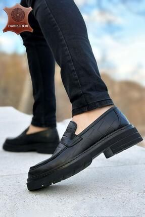 Siyah Biyeli Hakiki Deri Erkek Klasik Ayakkabı