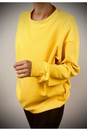 Sarı unisex oversize sweatshirt