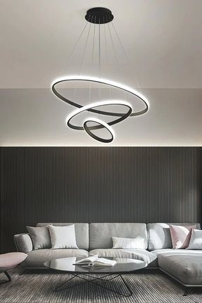 Sonya Modern Tasarım Yatak Odası - Salon - Mutfak Siyah Renk Beyaz Led 3 lü Avize