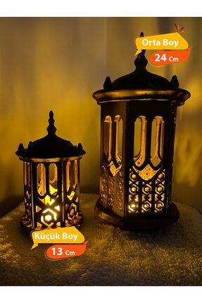 Ramazan Kandili Gün Işığı Led Fener 1 Adet Orta Boy + 1 Adet Küçük Boy