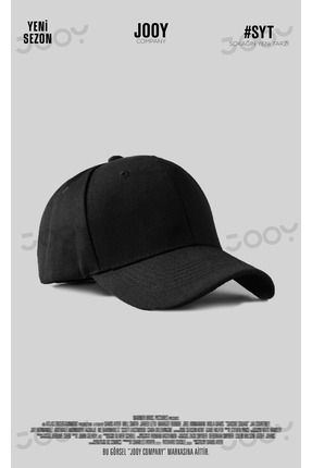 Siyah Düz Spor Şapka Unisex Arkası Cırtlı Ayarlanabilir