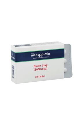 Medohbiotin 5 Mg 60 Tablet (Saç, Cilt ve Tırnak Güçlendirici Vitamin) Biotin Gıda Takviyesi