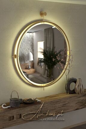 Istanbul Gold Kablosuz Ledli Ayna, Metal Dekoratif Hol Duvar Salon Mutfak Banyo Wc Ofis Aynası