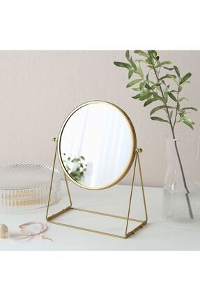 Çift Taraflı Büyüteçli Ayna Çap: 17 Cm Ayaklı Makyaj Aynası Masa Aynası Kaliteli
