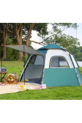 6 Kişilik Oval Otomatik Kamp Çadırı Su Geçirmez Piknik Çadır 240x210x140cm Sineklikli Pratik