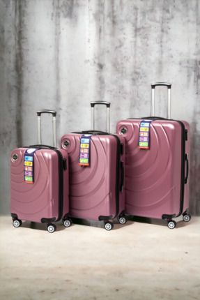 3lü Abs Büyük Orta Kabin Boy Valiz Bavul Set | 4 Tekerli Kilitli Emniyetli Seyahat Seti