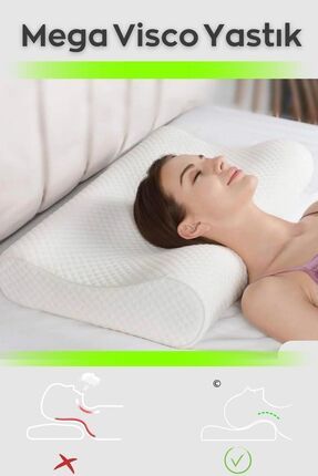 Visco Ortopedik Yastık Boyun Fıtığı Boyun Ağrısı Destekli Lüks Yastık.