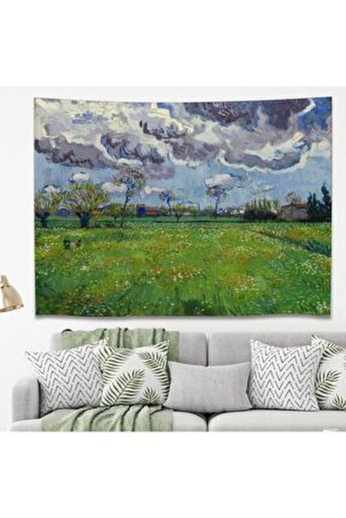 van gogh landscape under a stormy sky