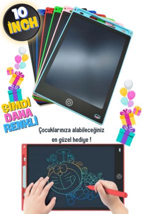 Writing Tablet Lcd 10 Inç Dijital Kalemli Renkli Çizim Yazı Tahtası Grafik Not Yazma Eğitim Tableti