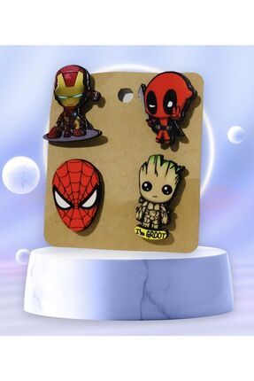 Süper kahramanlar ahşap mini rozet iron man, deadpool , groot, spiderman