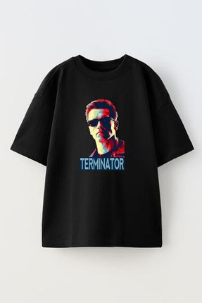 NMG TEKST L Unisex Siyah Oversize Pamuk Terminator Poster Bask l Orme T shirt Fiyat Yorumlar Trendyol