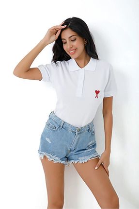 C C OKULCUNUZ AMI Bask l Belden Oturan Polo Yaka T shirt Fiyat Yorumlar Trendyol