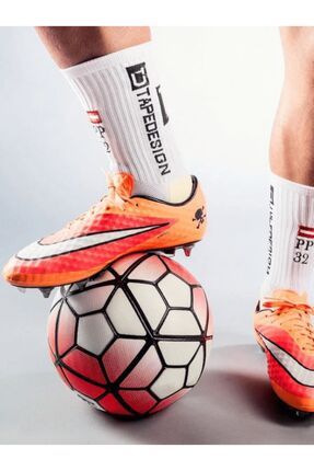 3 Adet Özel Beyaz Tapedesing Kaydırmaz Silikon Havlu Taban Dikişsiz Maç Pro Sporcu Çorabı