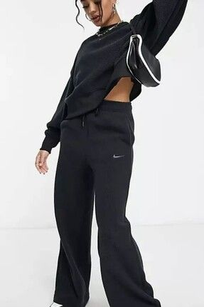 Nike Plush Crop Crew Sweat In Black Siyah Polar Sweat Fiyat Yorumlar Trendyol