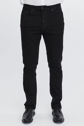 Erkek Siyah Likralı Yüksek Bel Regular Fit Bol Kesim Premıum Martin Kot Pantolon Jean C336