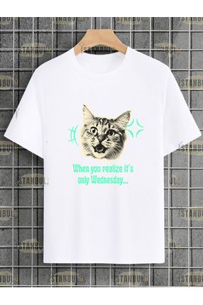 kedi -baskılı oversize T-shirt