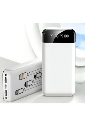 20000 mAh Göstergeli Powerbank Type C - Lightning - Micro USB - USB Kablolu Taşınabilir Şarj Aleti
