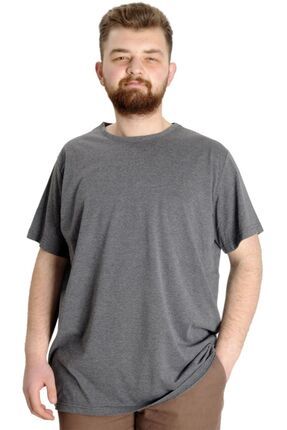 Mode Xl Büyük Beden Erkek T-shirt Basic 20031 Antramelanj