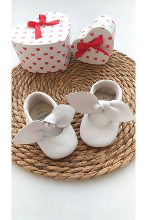 Angel Model Kız Bebek Beyaz Hakiki Deri Makosen Patik Ilk Adım Ayakkabısı