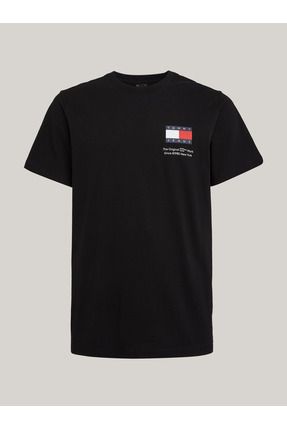 Erkek Marka Logolu Organik Pamuklu Bisiklet Yakalı Siyah T-shirt Dm0dm18263-bds