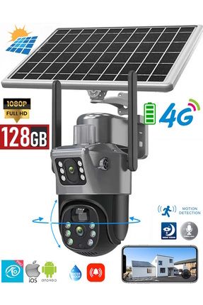 Solar3620 4G Güneş Enerjili Dual Lens 360° Görüş Akıllı Güvenlik Kamerası 128GB Hafıza
