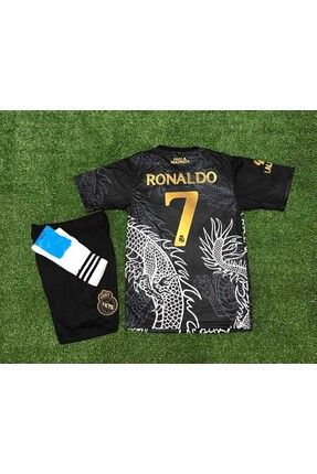 2023/24 Dragon (EJDERHA) Desenli Cristiano Ronaldo Forması Şort Çorap 3'lü Set (BLACK)