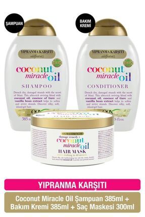 Yıpranma Karşıtı Coconut Miracle Oil Şampuan Saç Kremi Saç Maskesi
