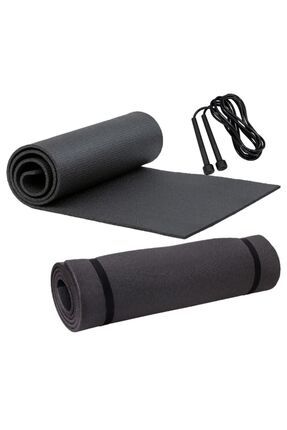 Siyah Pilates Minderi Ve Yoga Egzersiz Matı 6,5mm + Atlama Ipi