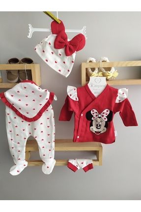 minnie mouse hastane çıkış seti 5 parça kırmızı