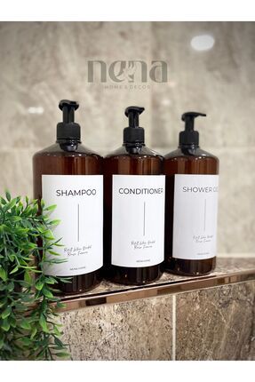 3'lü Banyo Seti Şampuan Duş Jeli Ve Saç Kremi Şişesi Plastik 1000 ml
